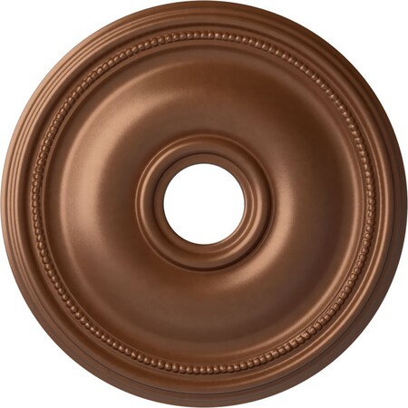 Ekena Millwork Bradford Ceiling Medallion (Canopies up to 4 3/8"), 18 1/8"OD x 3 3/4"ID x 1 1/8"P, Polished Copper CM18BRPOS